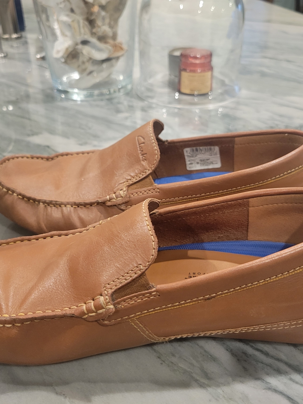 Clarks Men’s Tan Leather Slip-On Loafers